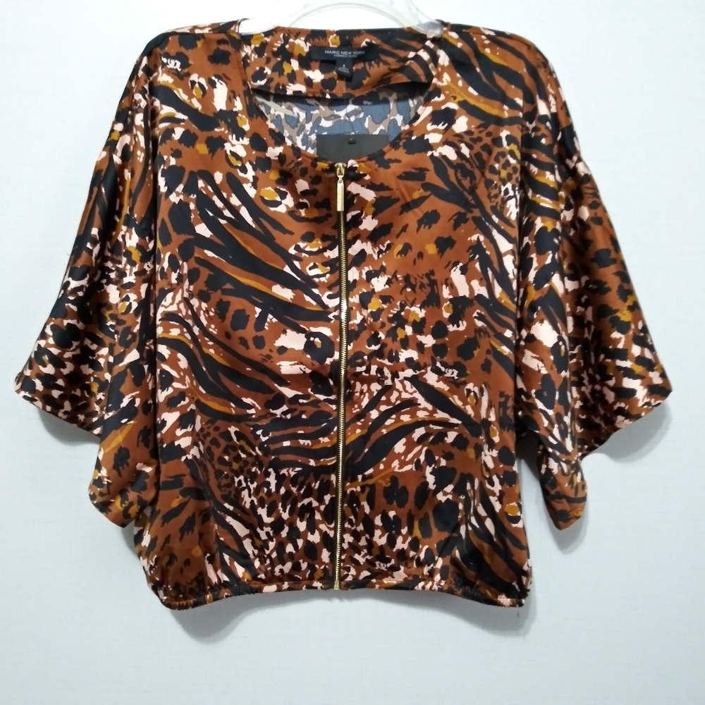 Andrew Marc Animal Print Blouse